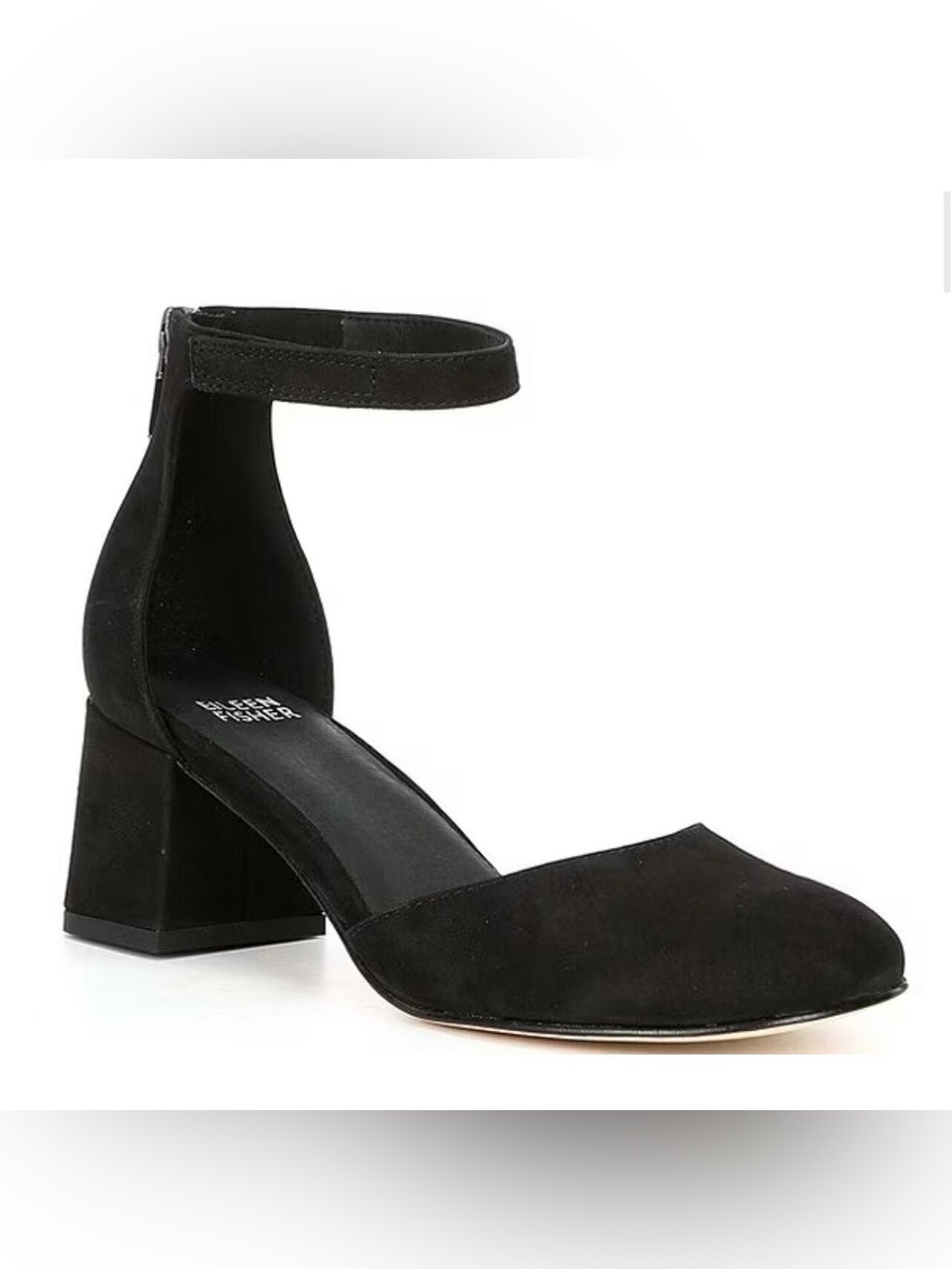 Eileen Fisher Ingle Nubuck Zip Ballerina Pumps Sandals Black Size US 9